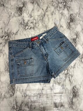 UNIONBAY vintage y2K 100% Cotton Blue Denim Cargo Jean Shorts size 7